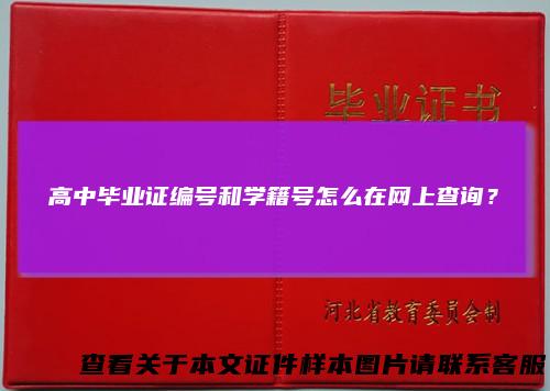 高中毕业证编号和学籍号怎么在网上查询？