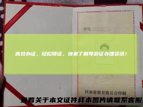 高效办证，轻松领证，快来了解导游证办理资讯！