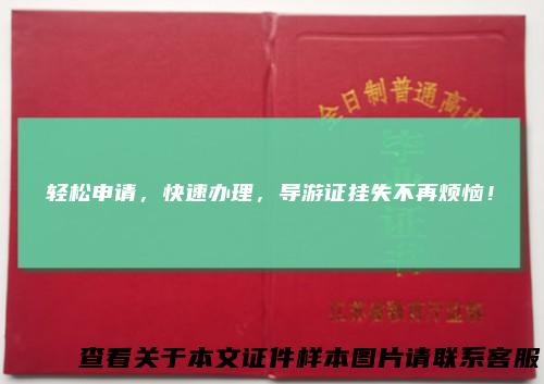 轻松申请，快速办理，导游证挂失不再烦恼！