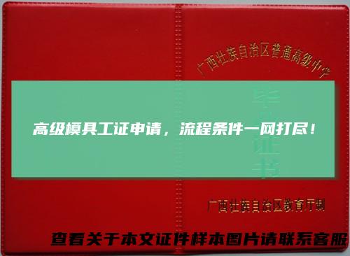高级模具工证申请，流程条件一网打尽！