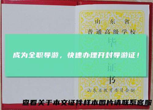 成为全职导游，快速办理开封导游证！