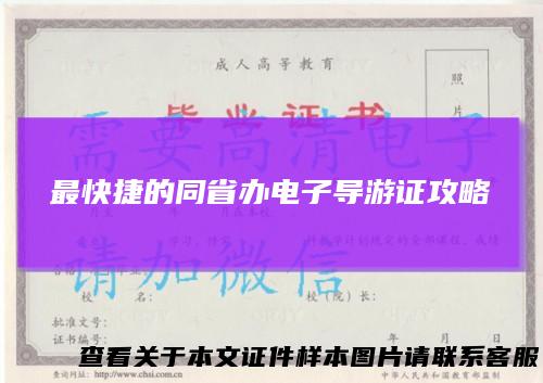 最快捷的同省办电子导游证攻略