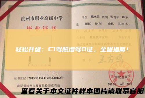 轻松升级：C1驾照增驾D证，全程指南！