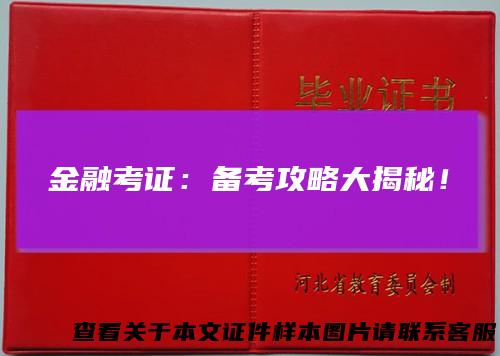金融考证:备考攻略大揭秘!