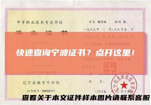快速查询宁波证书?点开这里!