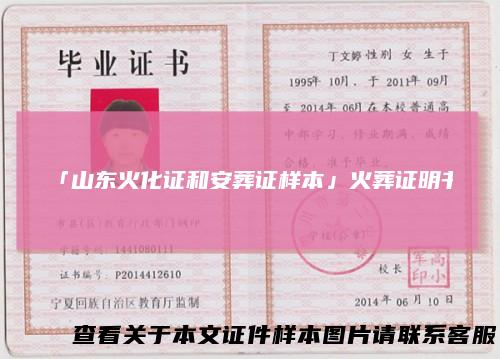 「山东火化证和安葬证样本」火葬证明书