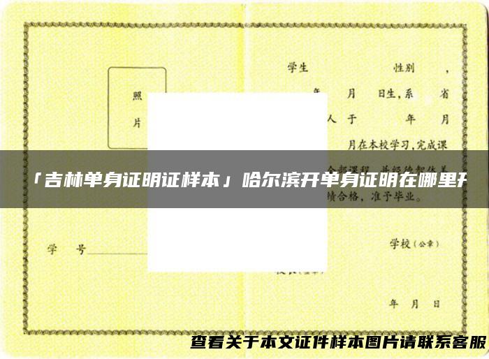 「吉林单身证明证样本」哈尔滨开单身证明在哪里开