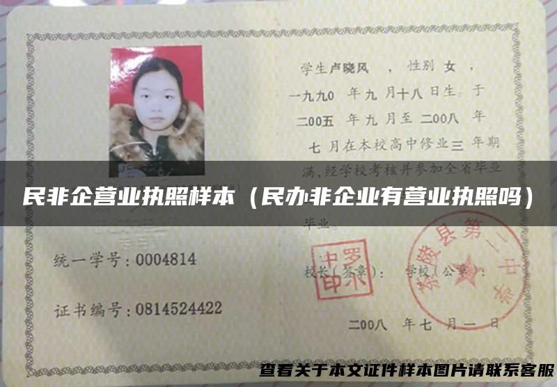 民非企营业执照样本（民办非企业有营业执照吗）