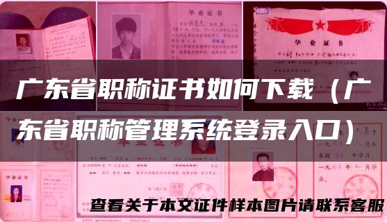 广东省职称证书如何下载（广东省职称管理系统登录入口）