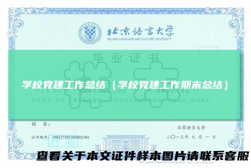 学校党建工作总结（学校党建工作期末总结）