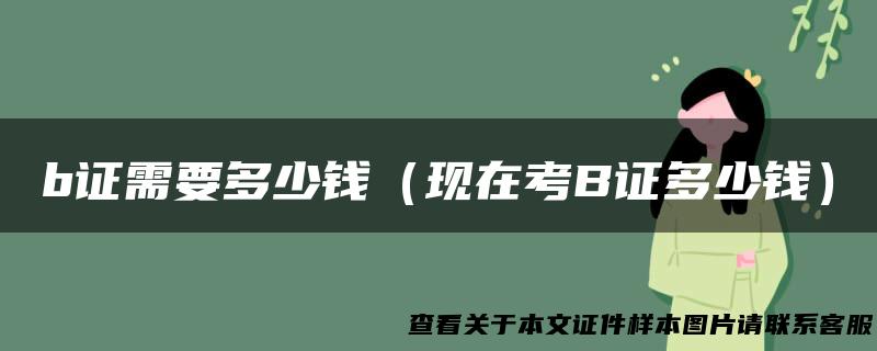 b证需要多少钱（现在考B证多少钱）
