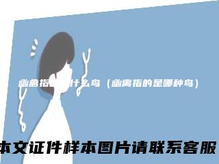 幽禽指的是什么鸟（幽离指的是哪种鸟）