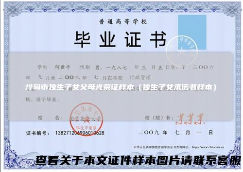 桦甸市独生子女父母光荣证样本（独生子女承诺书样本）