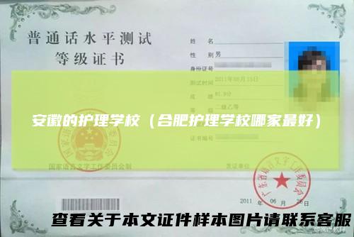 安徽的护理学校(合肥护理学校哪家最好)