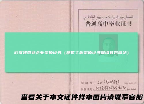 武汉建筑业企业资质证书(建筑工程资质证书查询官方网站)