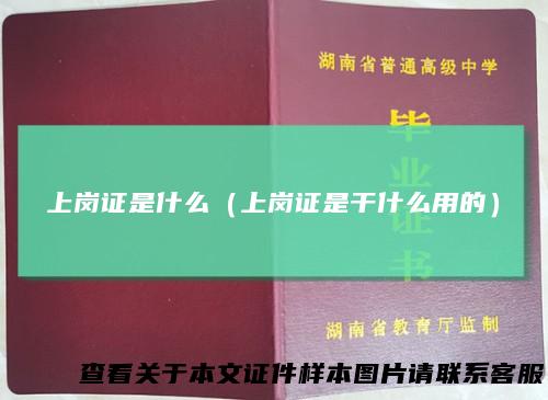 上岗证是什么（上岗证是干什么用的）