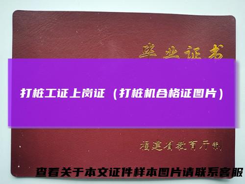 打桩工证上岗证（打桩机合格证图片）