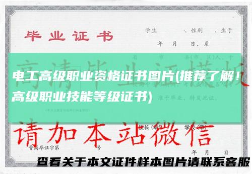 电工高级职业资格证书图片(推荐了解!高级职业技能等级证书)