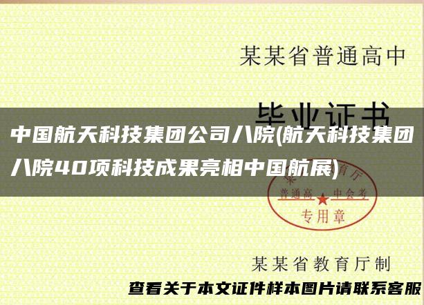 中国航天科技集团公司八院(航天科技集团八院40项科技成果亮相中国航展)