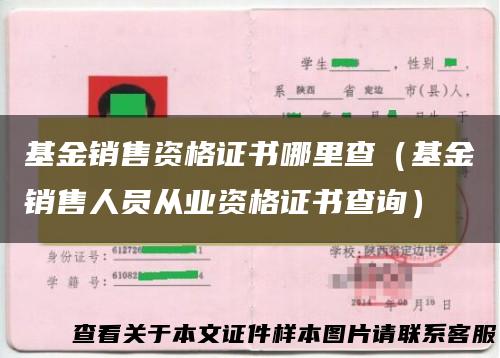 基金销售资格证书哪里查（基金销售人员从业资格证书查询）