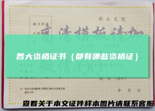 各大资格证书(都有哪些资格证)