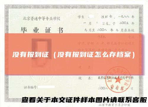 没有报到证（没有报到证怎么存档案）