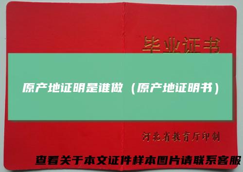 原产地证明是谁做(原产地证明书)