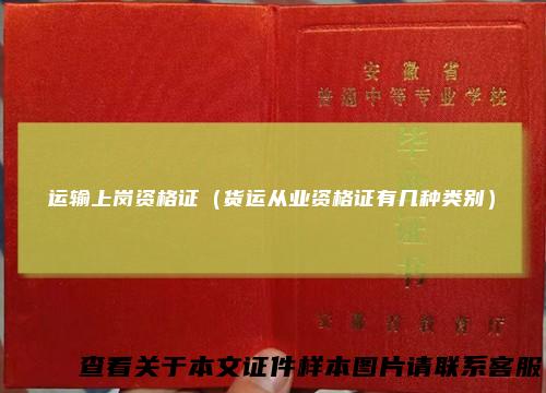 运输上岗资格证（货运从业资格证有几种类别）