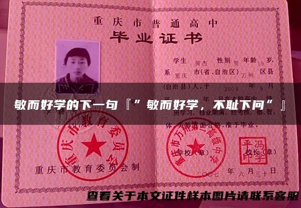 敏而好学的下一句『”敏而好学，不耻下问”』