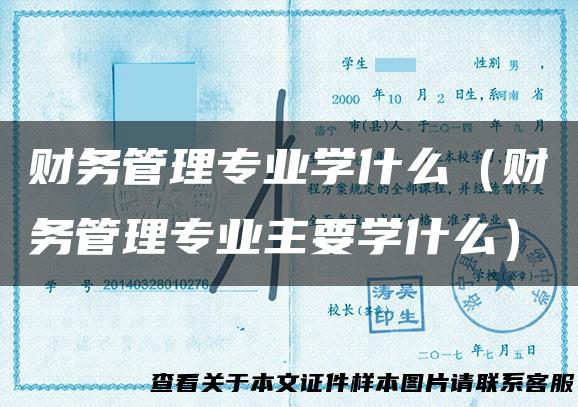 财务管理专业学什么（财务管理专业主要学什么）