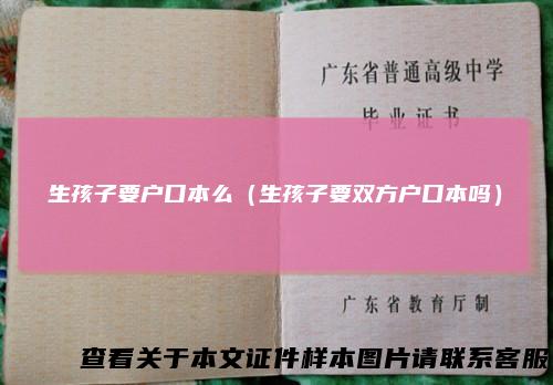 生孩子要户口本么（生孩子要双方户口本吗）