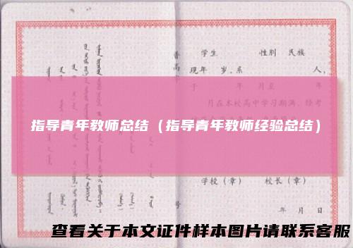 指导青年教师总结（指导青年教师经验总结）