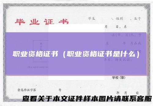 职业资格证书（职业资格证书是什么）