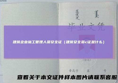 建筑企业施工管理人员安全证（建筑安全员c证是什么）
