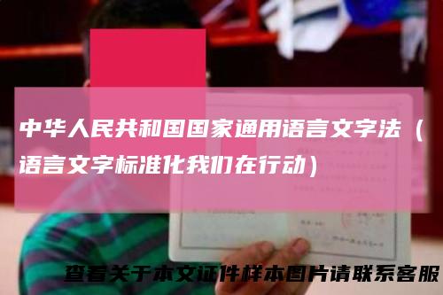 中华人民共和国国家通用语言文字法(语言文字标准化我们在行动)