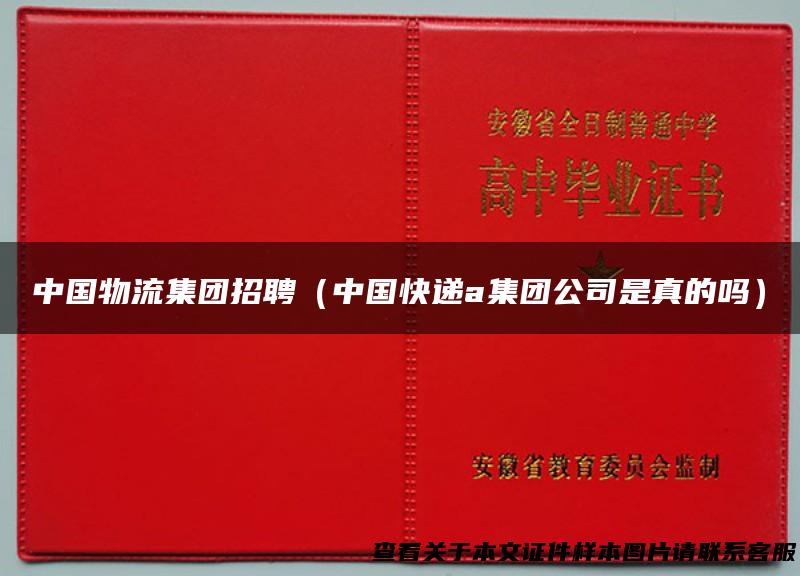 中国物流集团招聘（中国快递a集团公司是真的吗）