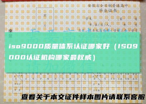 iso9000质量体系认证哪家好（ISO9000认证机构哪家最权威）