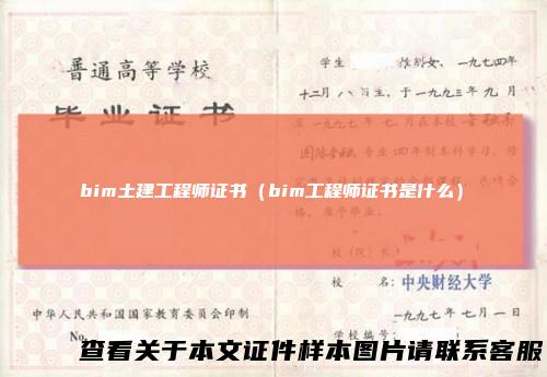 bim土建工程师证书（bim工程师证书是什么）