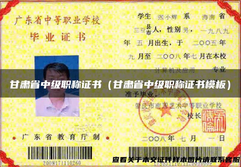 甘肃省中级职称证书（甘肃省中级职称证书模板）