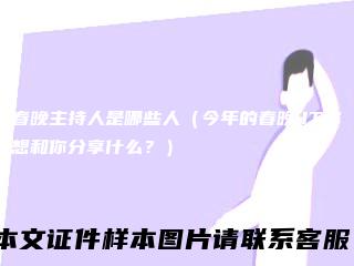 春晚主持人是哪些人（今年的春晚,IT你想和你分享什么？）