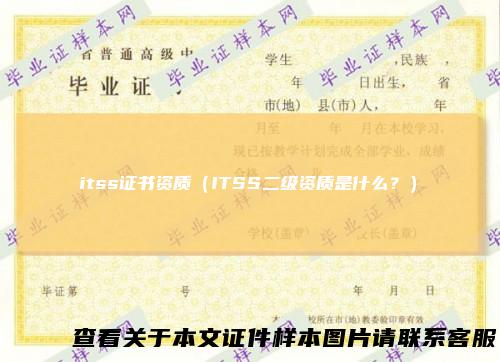 itss证书资质（ITSS二级资质是什么？）