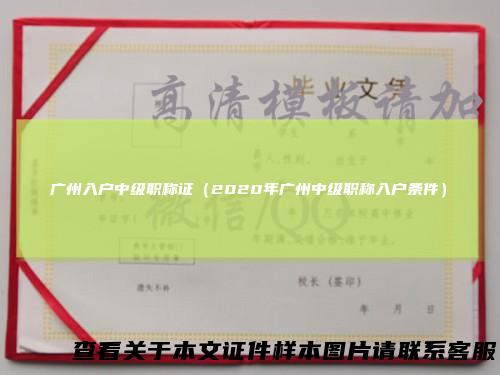 广州入户中级职称证（2020年广州中级职称入户条件）