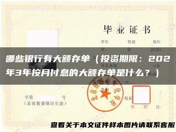 哪些银行有大额存单（投资期限：202年3年按月付息的大额存单是什么？）