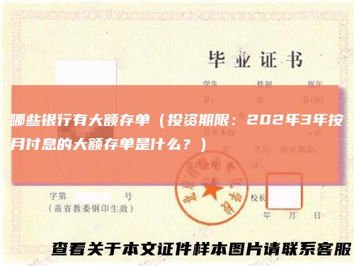 哪些银行有大额存单（投资期限：202年3年按月付息的大额存单是什么？）