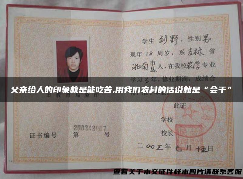 父亲给人的印象就是能吃苦,用我们农村的话说就是“会干”
