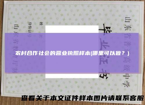农村合作社会的营业执照样本(哪里可以做？)