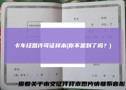 卡车经营许可证样本(你不是到了吗?)