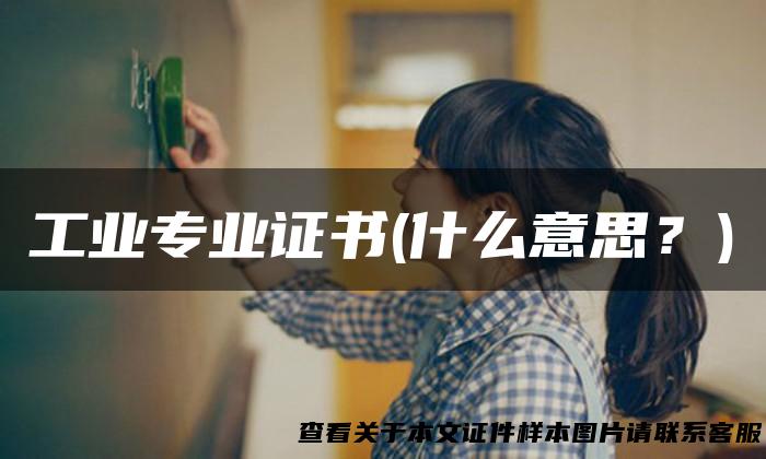 工业专业证书(什么意思？)