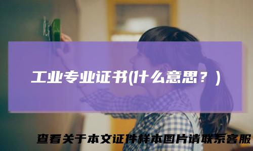 工业专业证书(什么意思？)