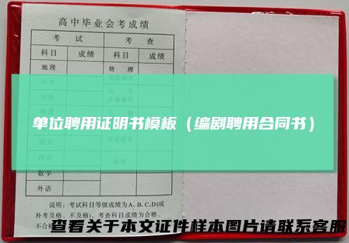 单位聘用证明书模板（编剧聘用合同书）